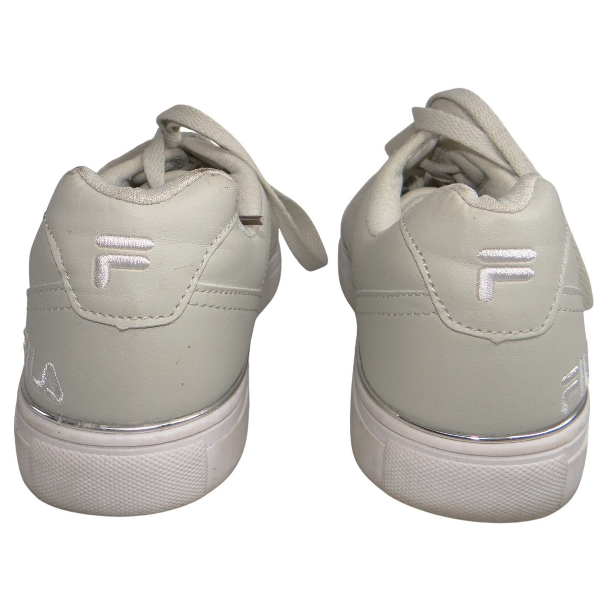 Fila Mens Low Top Sneakers Off White Silver Metallic Trim Size 9 EE4