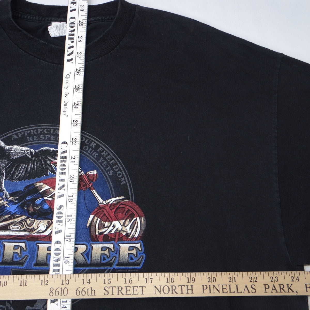 Vintage Alstyle Ride Free Motorcycle Eagle POW MIA Veteran Tee Mens 2XL Black