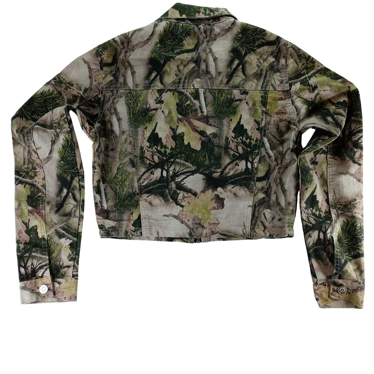 Refuge Camouflage Cropped Denim Jacket Women Size M Utility Pockets Casual4