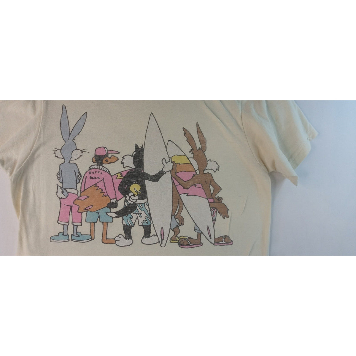 Vintage Looney Tunes Crew Graphic T Shirt Women's Cream Bugs Bunny Daffy Duck7
