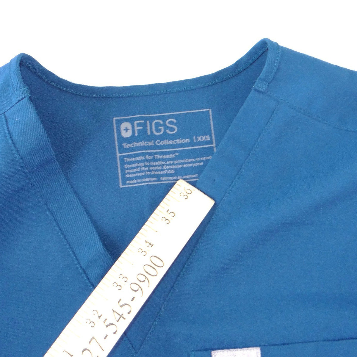 FIGS Technical Collection Womens XXS V-Neck Scrub Top Teal Blue Short Sleeve3