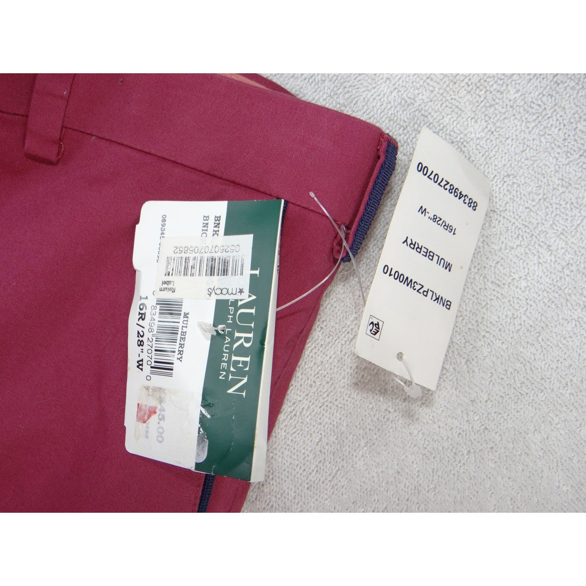 Lauren Ralph Lauren Mulberry Pink Straight Leg Dress Pants 16R 28 W BNKLPZ3W00104