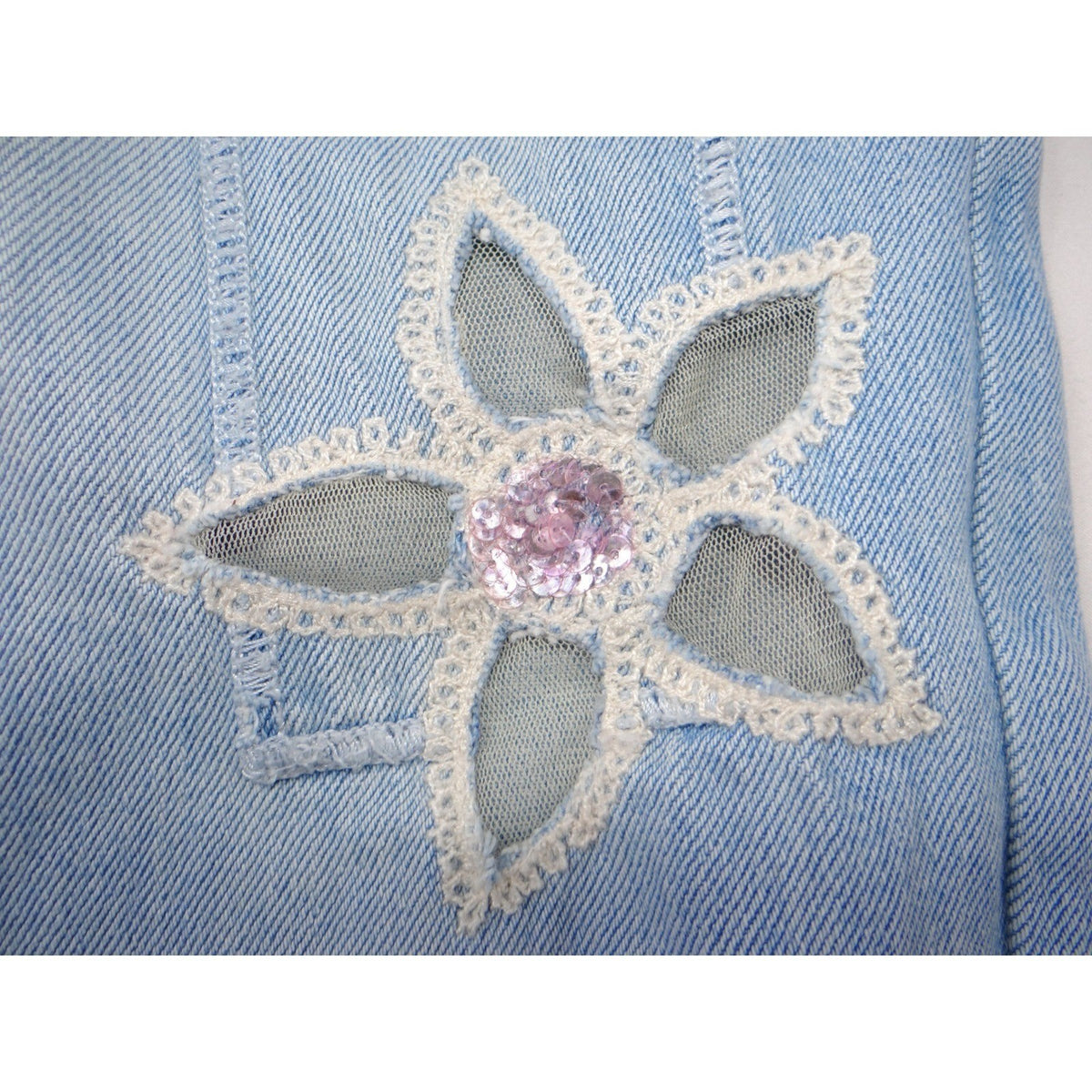 Jeanology Newport News Womens Jeans Star Mesh Cutouts Embellished Denim Sz 161