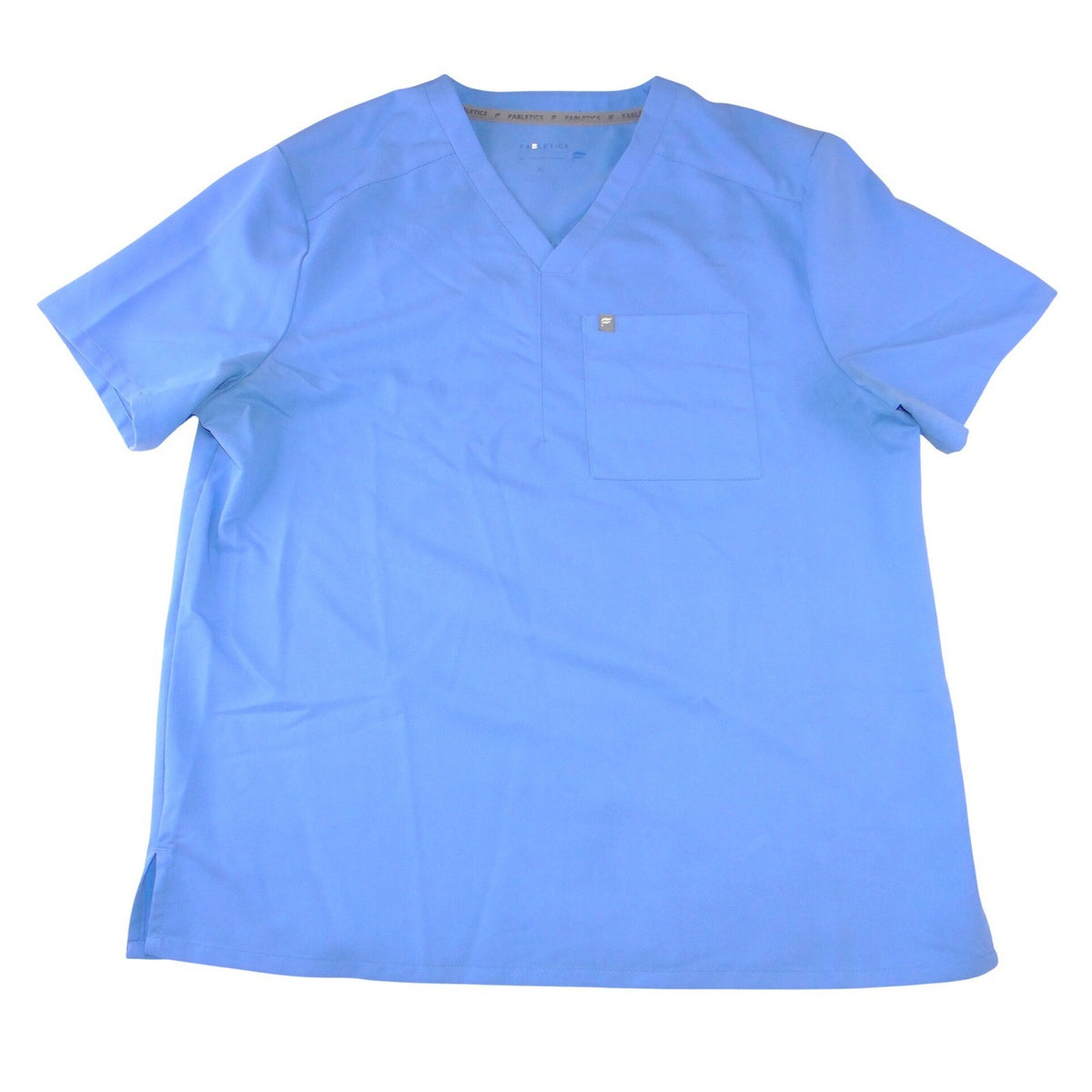 Fabletics Blue V-Neck Scrub Top Mens XL Short Sleeve Chest Pocket Performance0