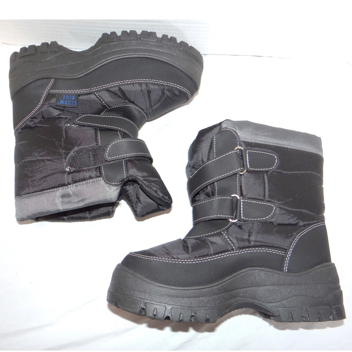 Storm Kidz Black Snow Boots Big Kid 3 Double Strap Platform Winter Shoes1