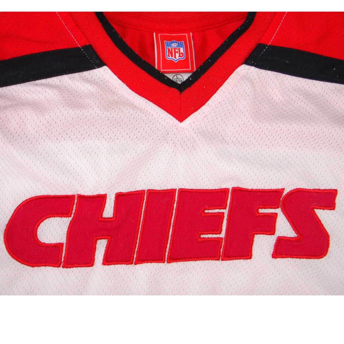 NFL Kansas City Chiefs Jersey White Red Mesh V Neck Youth Large 16/183