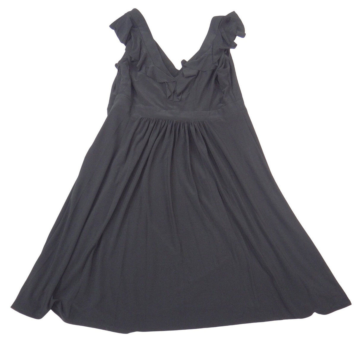 Evan Picone Black Ruffle V Neck Empire Waist Sleeveless Dress Petite 12P2