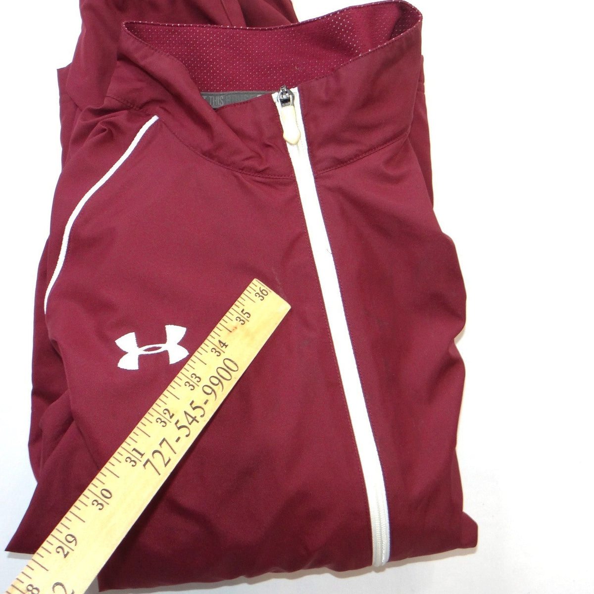 Under Armour Mens XL Maroon Full Zip Track Jacket Mesh Lined Burgundy Mock Neck4