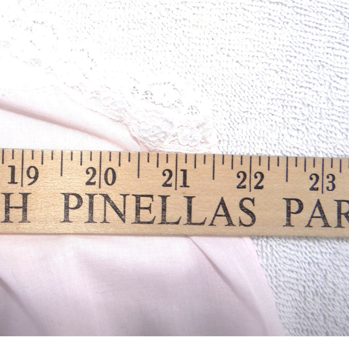 Katz Vintage Pink Lace Trim Nightgown Sleeveless Square Neck USA Made Large4