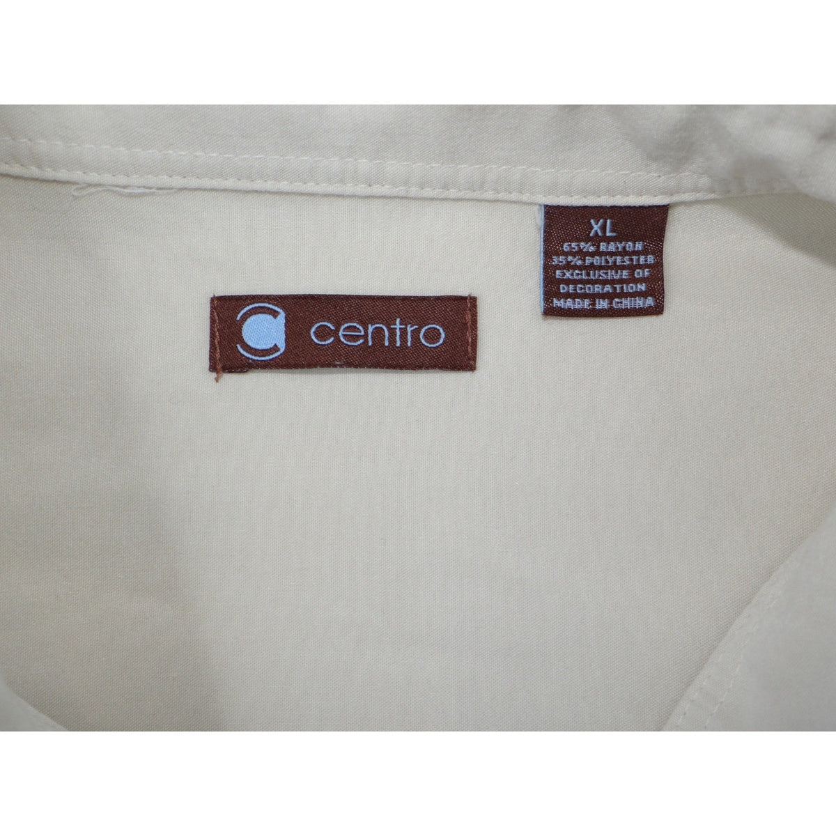 Centro Mens XL Short Sleeve Button Up Shirt Cream Midnight Diner Car Embroidered