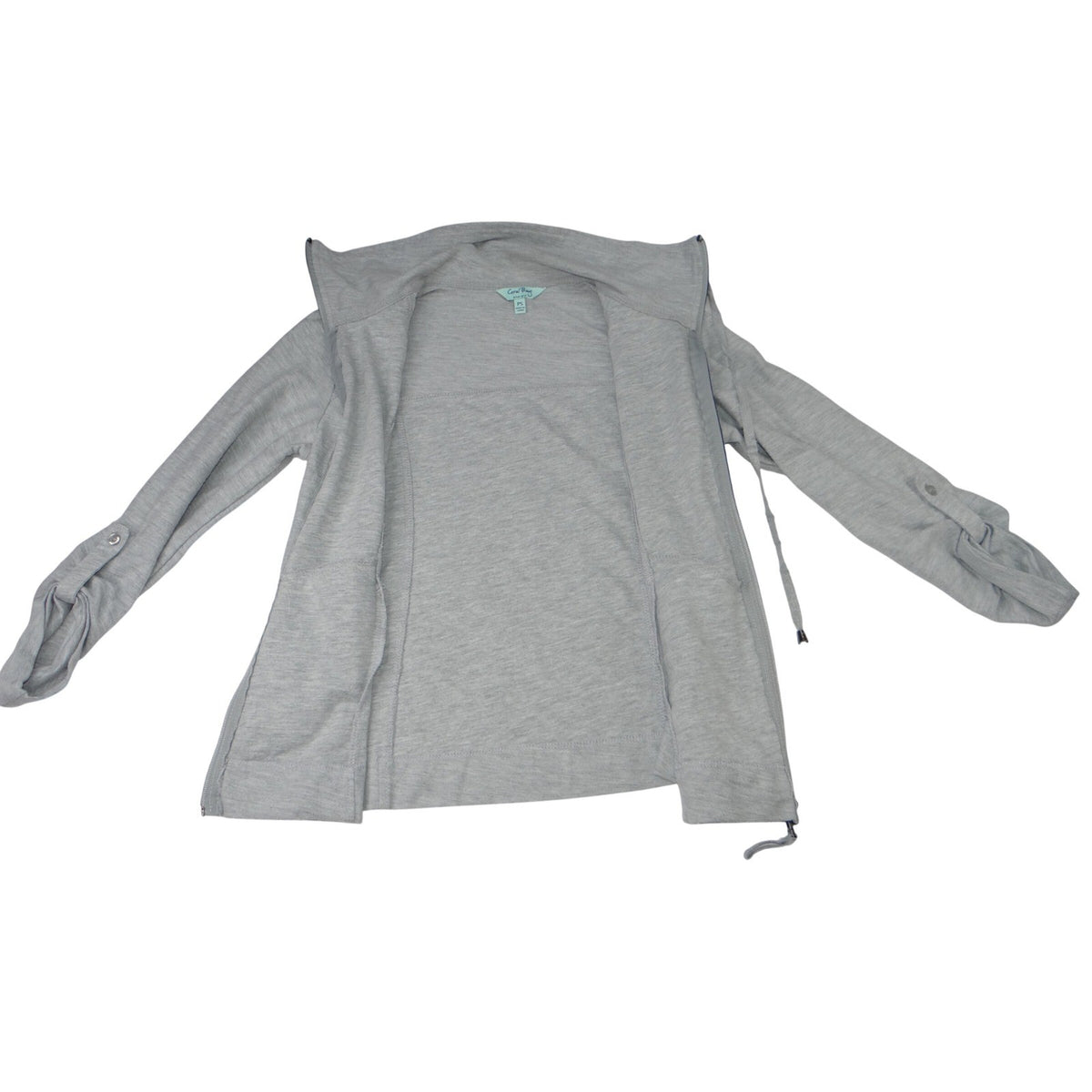 Coral Bay Energy Gray Full Zip Mock Neck Lace Up Side Jacket PS