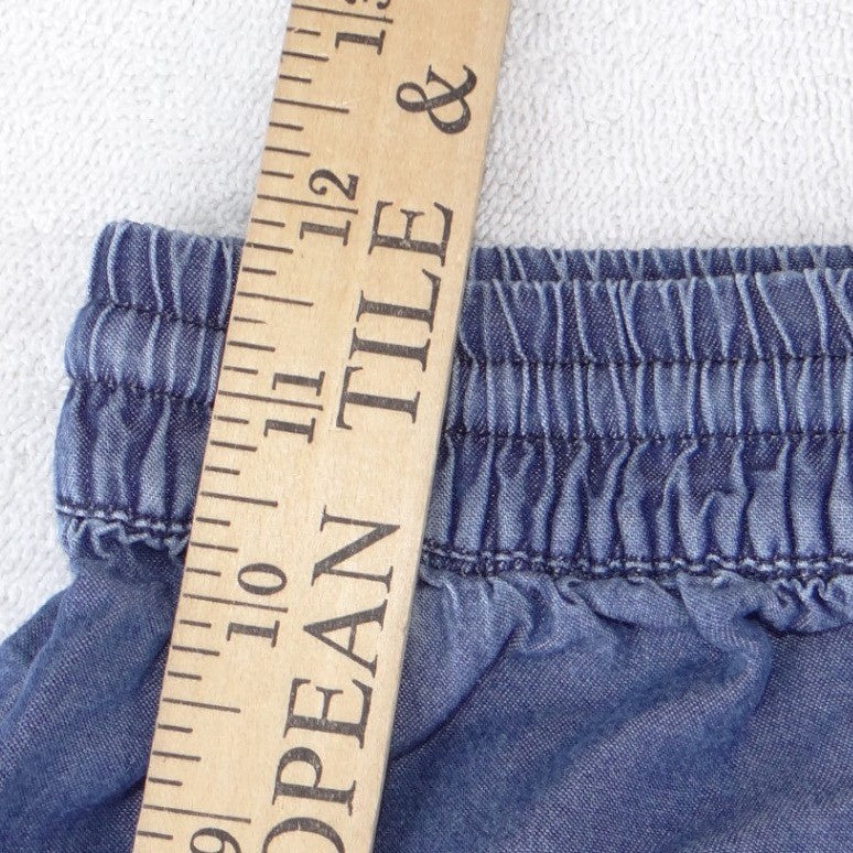 ToxiK3 Womens Blue Chambray Drawstring Shorts High Rise Elastic Waist Size M