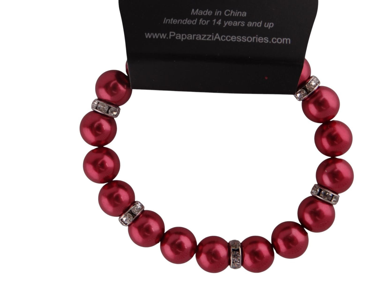 Paparazzi Red Beaded Bracelet with Silver Accents1