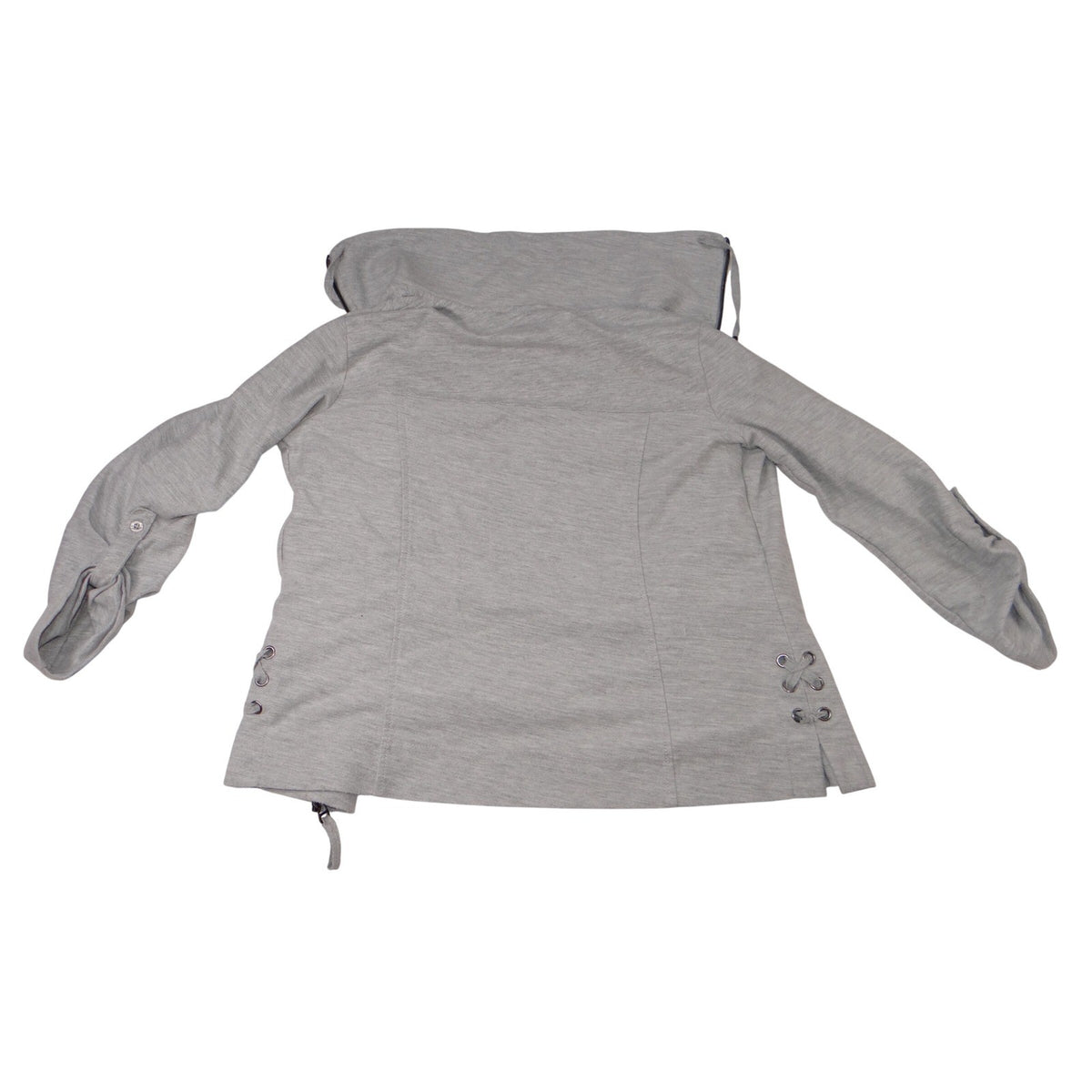 Coral Bay Energy Gray Full Zip Mock Neck Lace Up Side Jacket PS