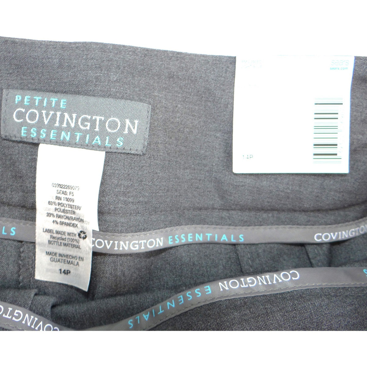 NWT Covington Essentials Petite Curvy Fit Wide Leg Dress Pants Gray 14P1