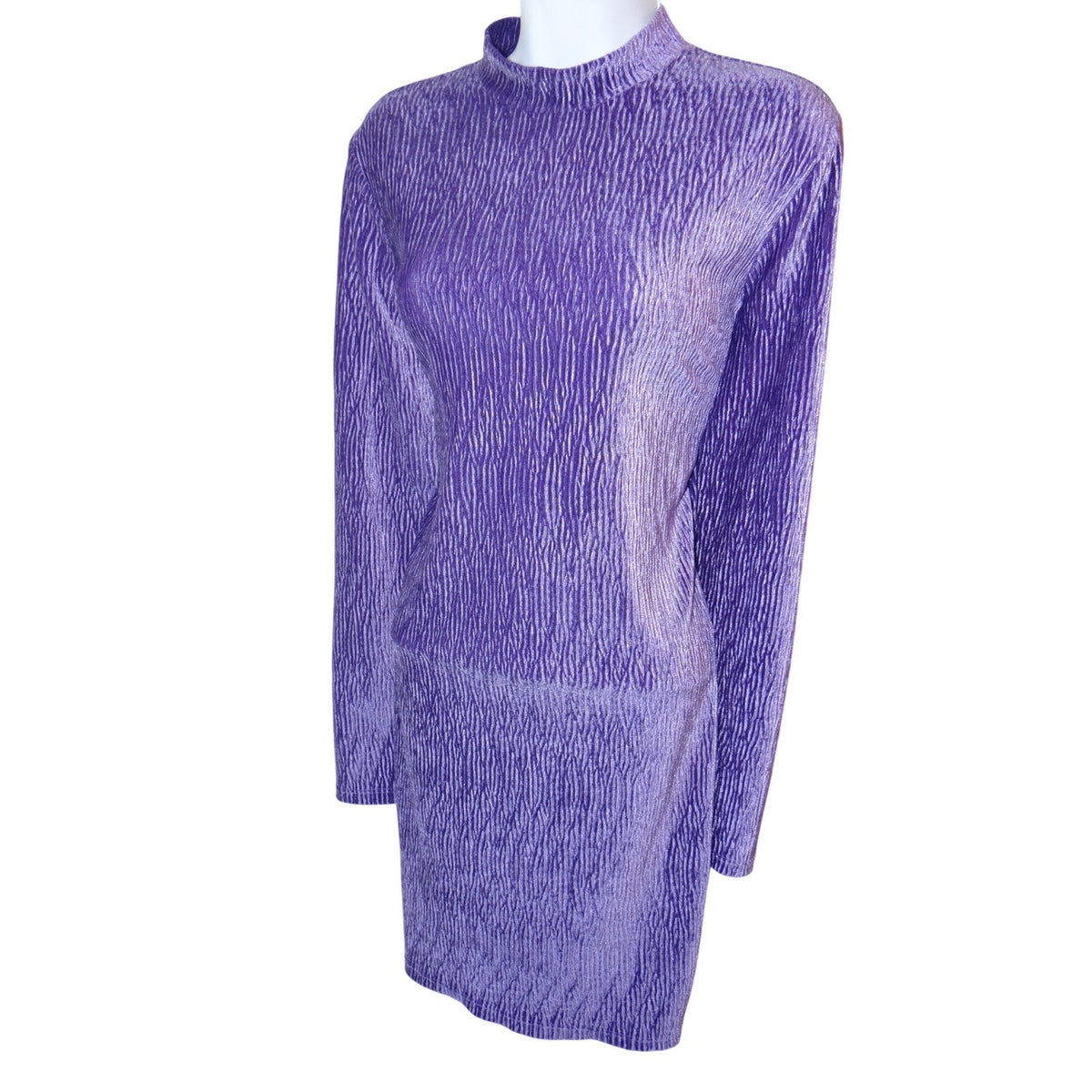 H&M Divided Purple Textured Mock Neck Long Sleeve Mini Dress Size L