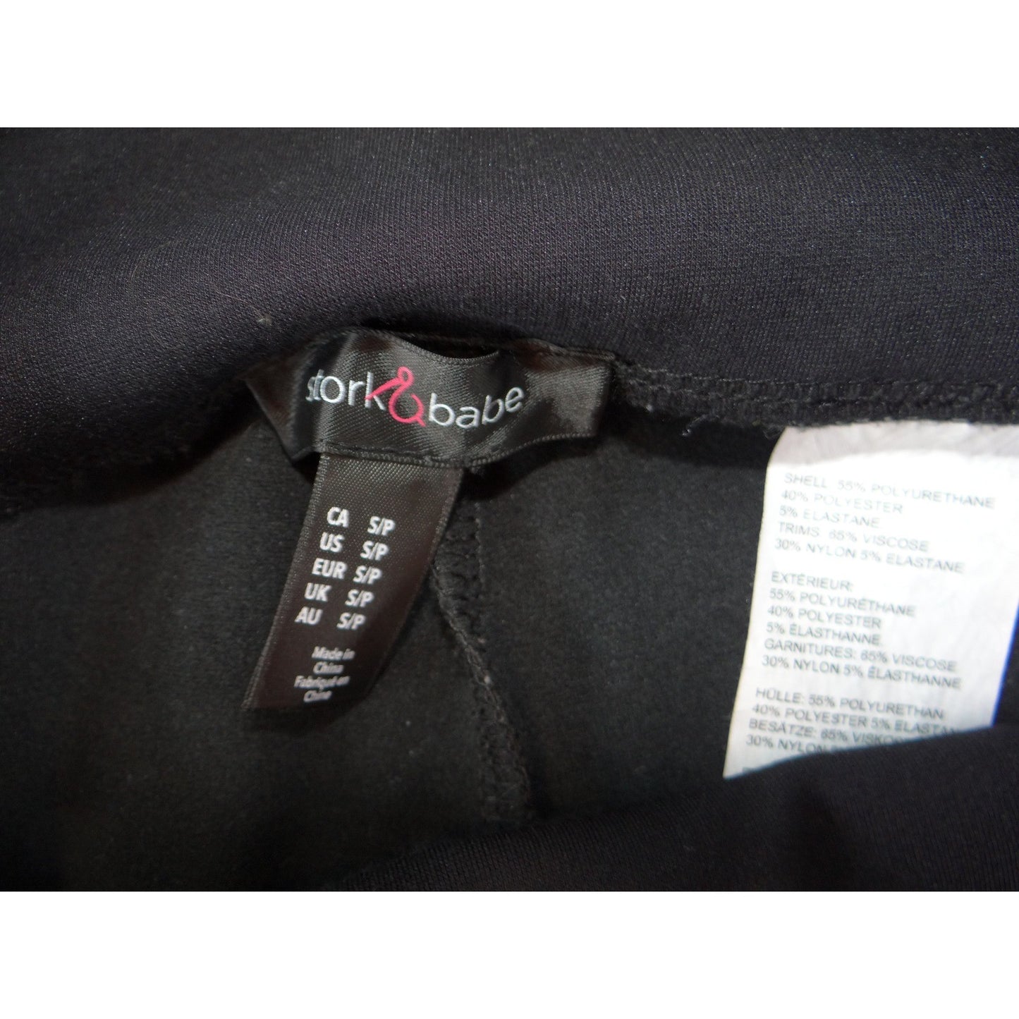 Stork & Babe Womens Maternity Faux Leather Leggings Black Skinny Size S/P 25983