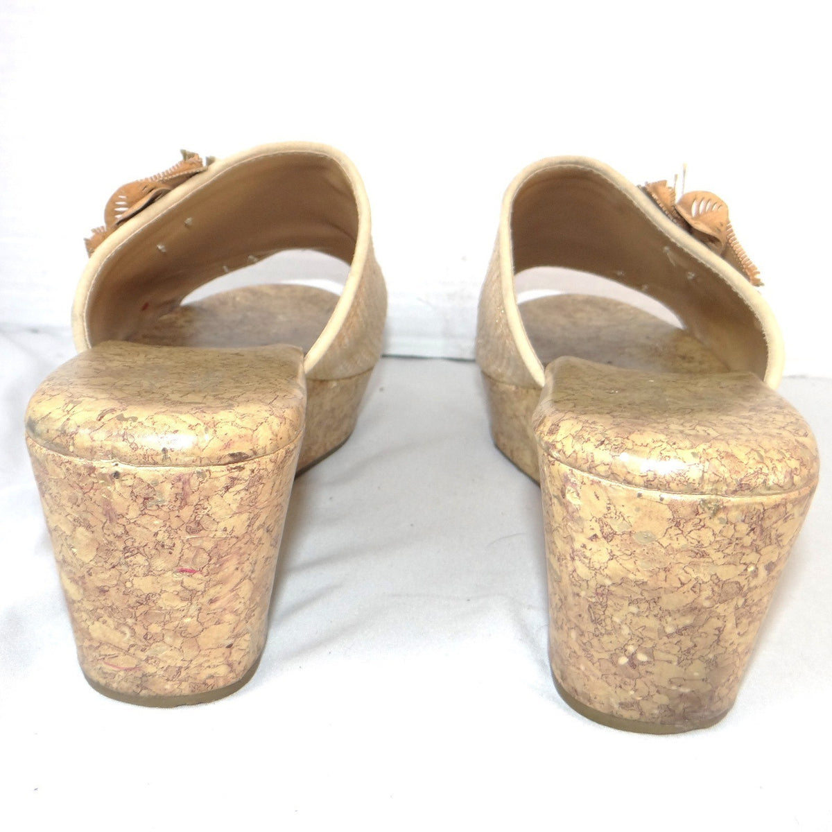 Jaclyn Smith Adina Natural Wedge Sandals Floral Cork Platform Beige Womens 10M4