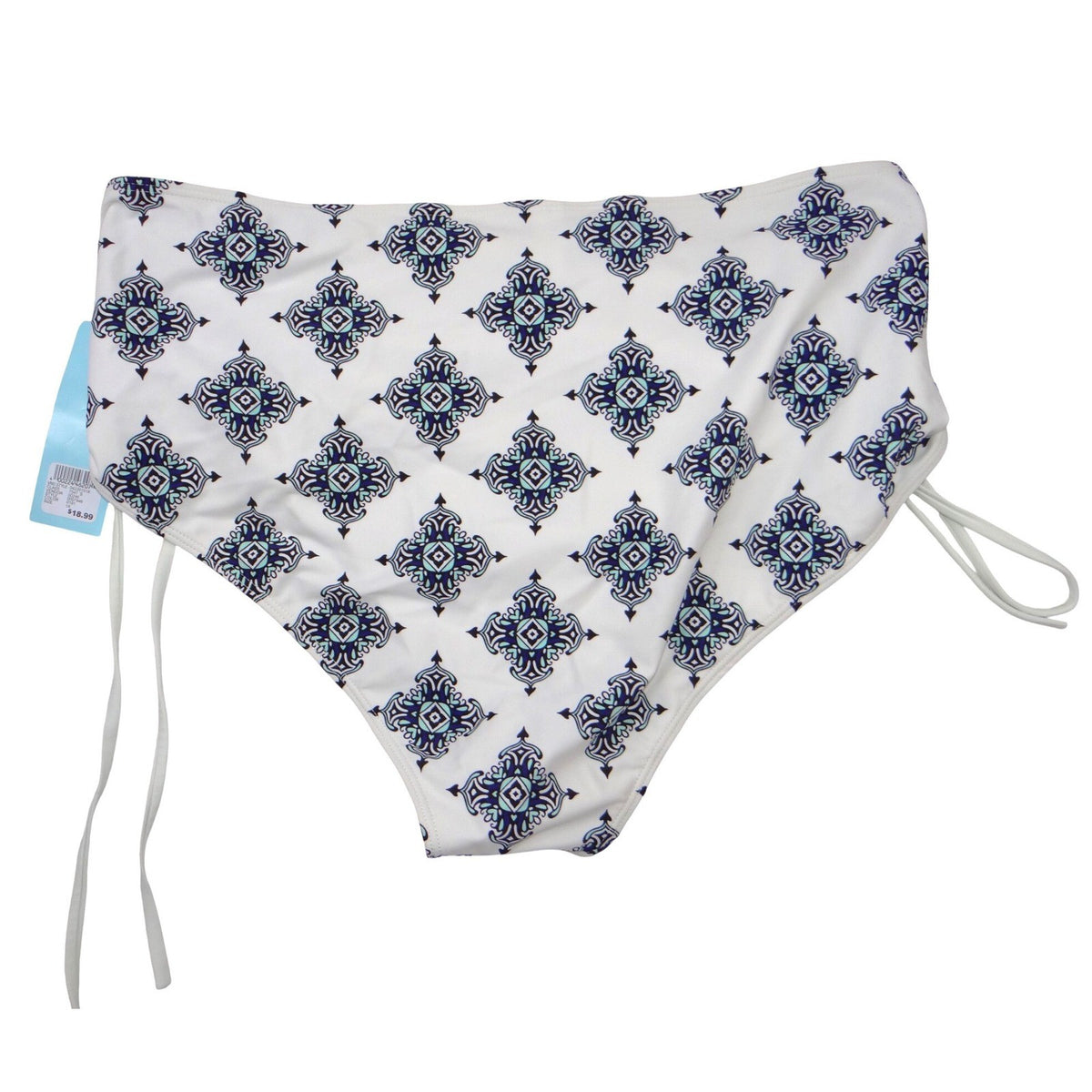 NWT Rue Bleu by rue21 Women 1X High Waisted Bikini Bottoms Blue Medallion Tile4