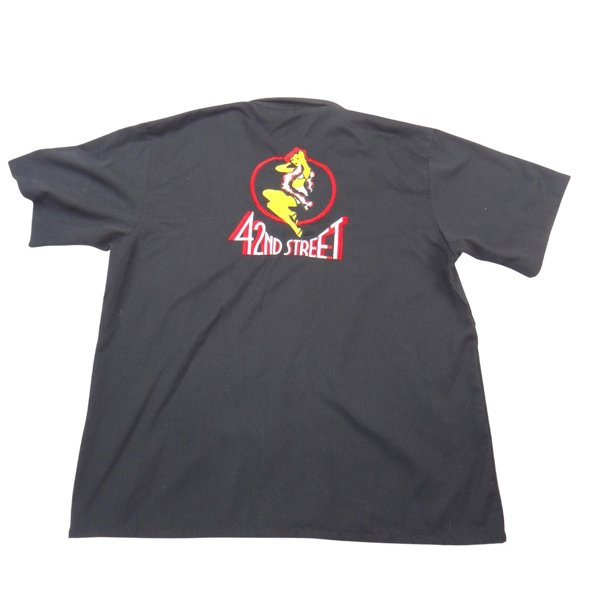 Vintage Black 42nd Street Pin up Girl Embroidered Work Shirt Mens Dennis XL1