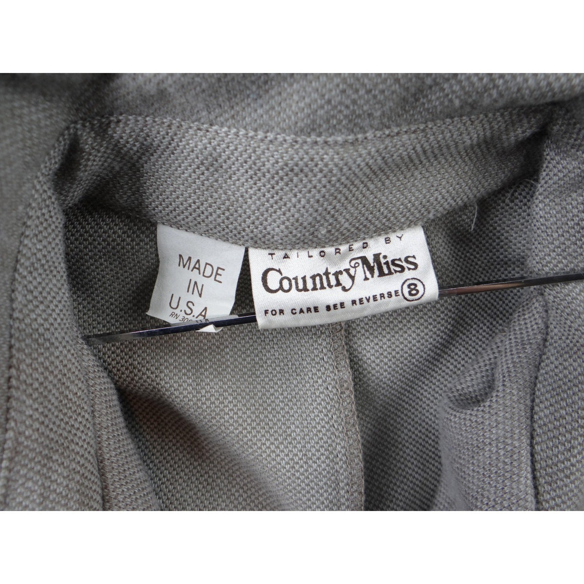 Vintage Country Miss Grey Plaid Button Front Belted Dress Women's Size 8 Wool1