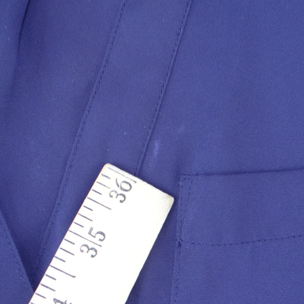 New York & Company Purple Roll Tab Sleeve Split V Neck Blouse Small3