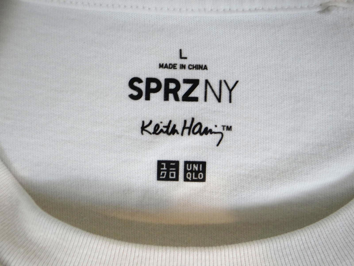 Vintage Keith Haring White Graphic T Shirt with Statue of Liberty Print   Large3