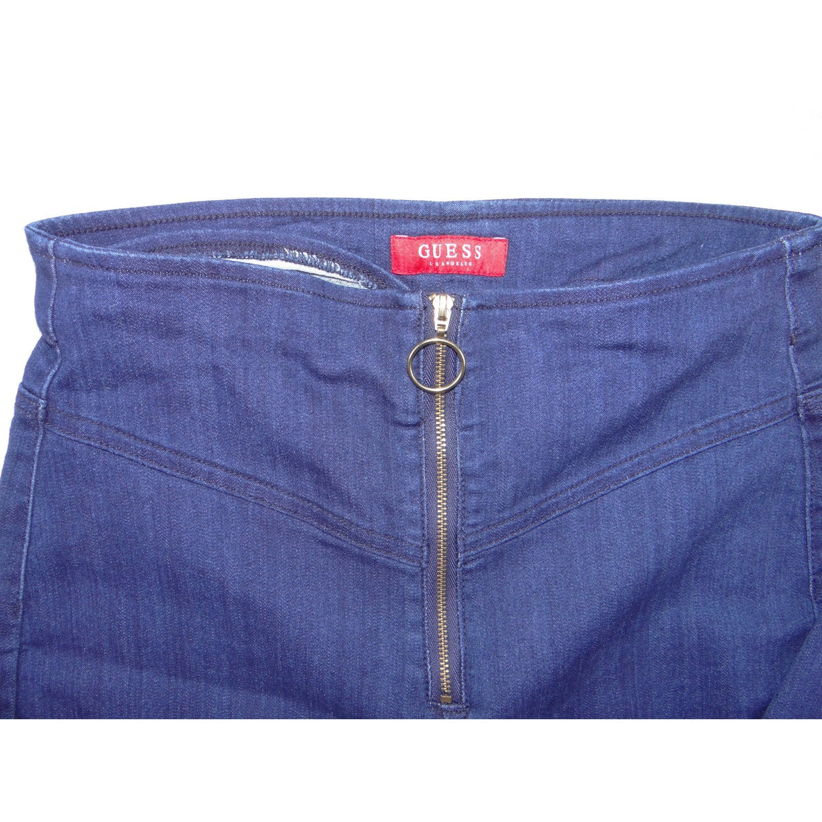 Guess Womens High Rise O Ring Zipper Skinny Jeans Dark Wash Blue Q0PA04R3N00 304