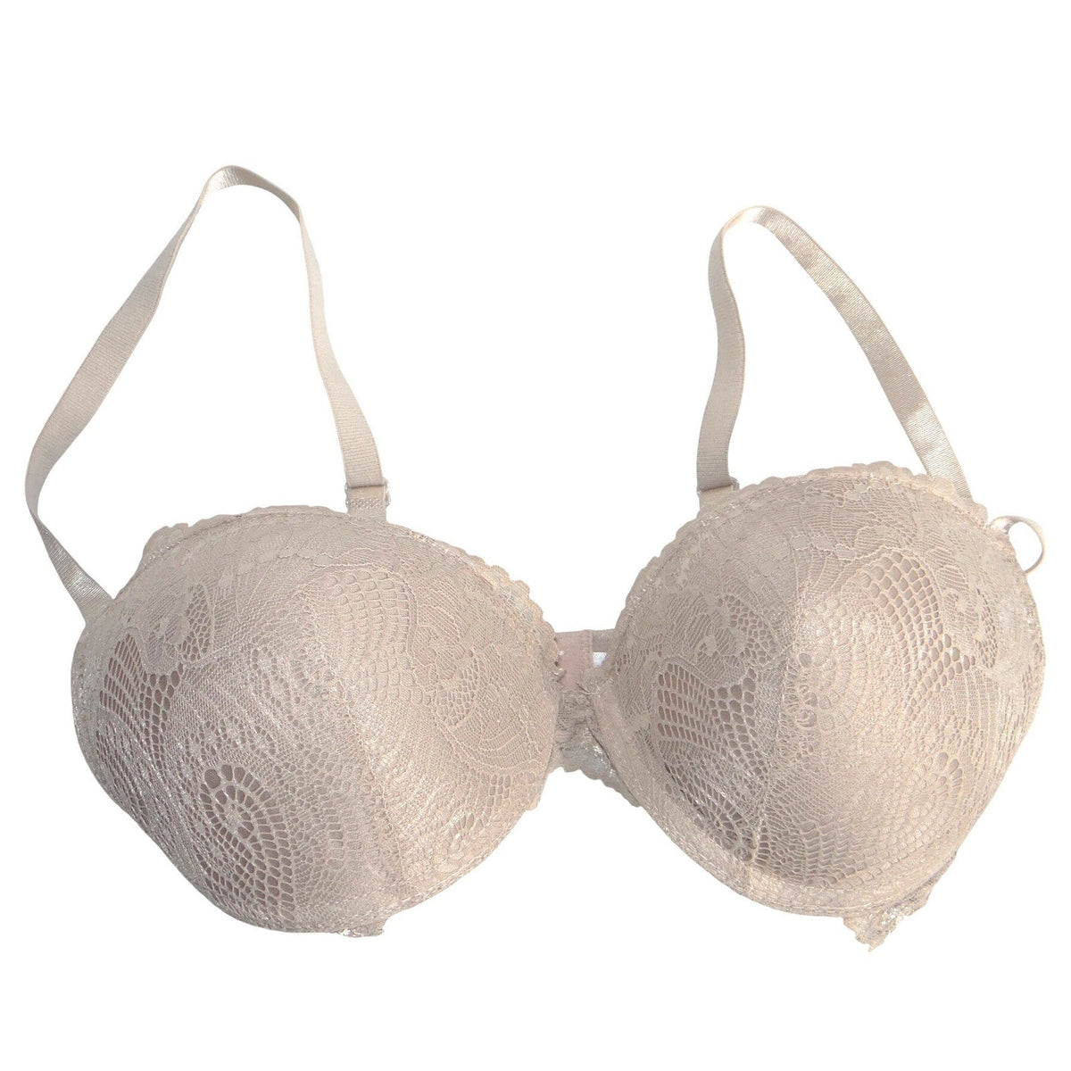 Floral Lace Underwire Bra Beige Taupe Padded Adjustable Straps 36C RN1463420