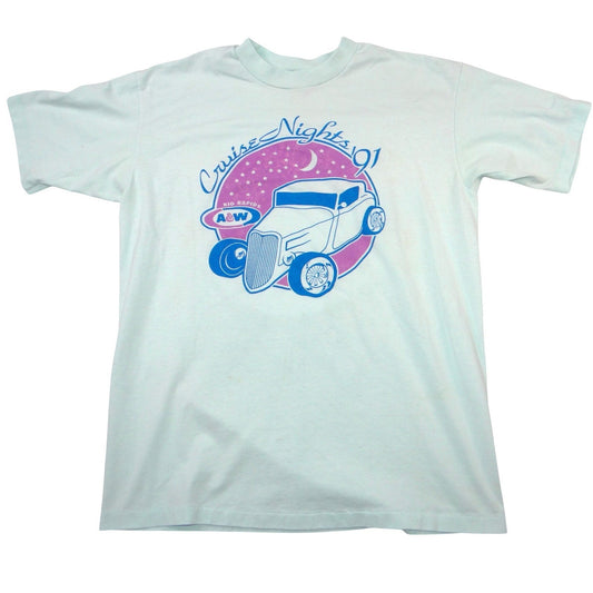 Vintage 1991 Hanes A&W Cruise Nights Big Rapids Hot Rod T-Shirt Mens L