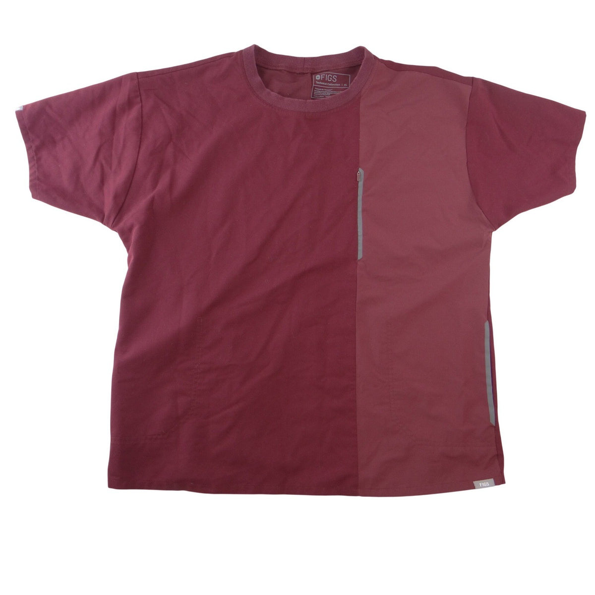 FIGS Technical Collection XL Burgundy Maroon Scrub Top Zip Pocket 2408