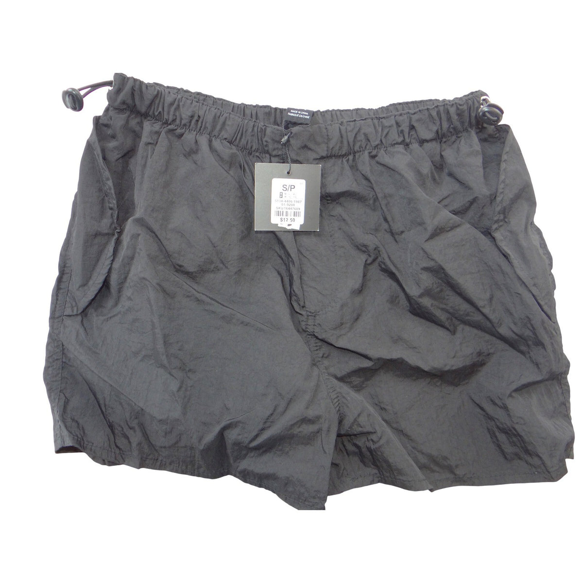 NWT Charlotte Russe Womens Black Nylon Athletic Shorts Side Toggles S0