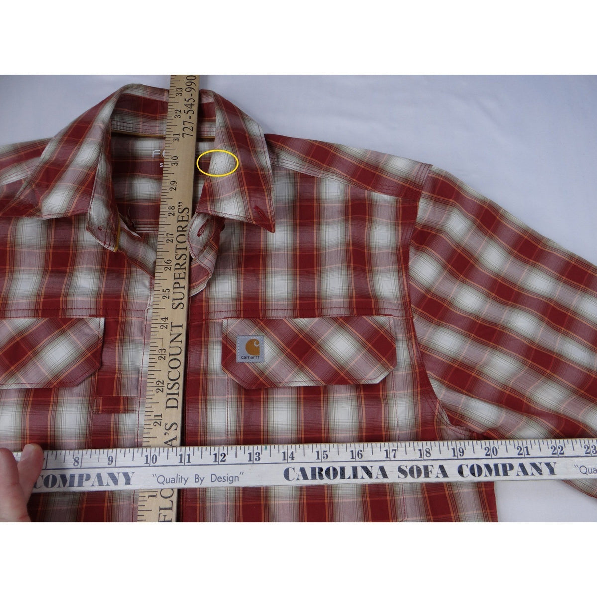 Carhartt Force Relaxed Fit Plaid Short Sleeve Button Up Shirt Men's Size S
