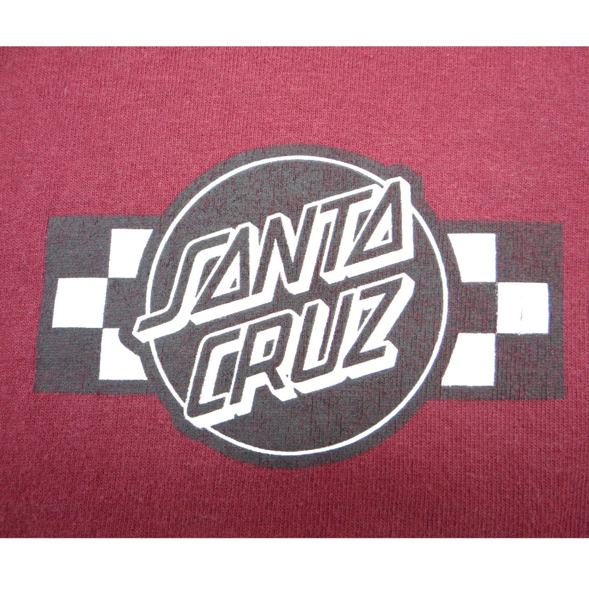 Santa Cruz Skateboards Logo Graphic T-Shirt Mens Large Burgundy Maroon Checkered