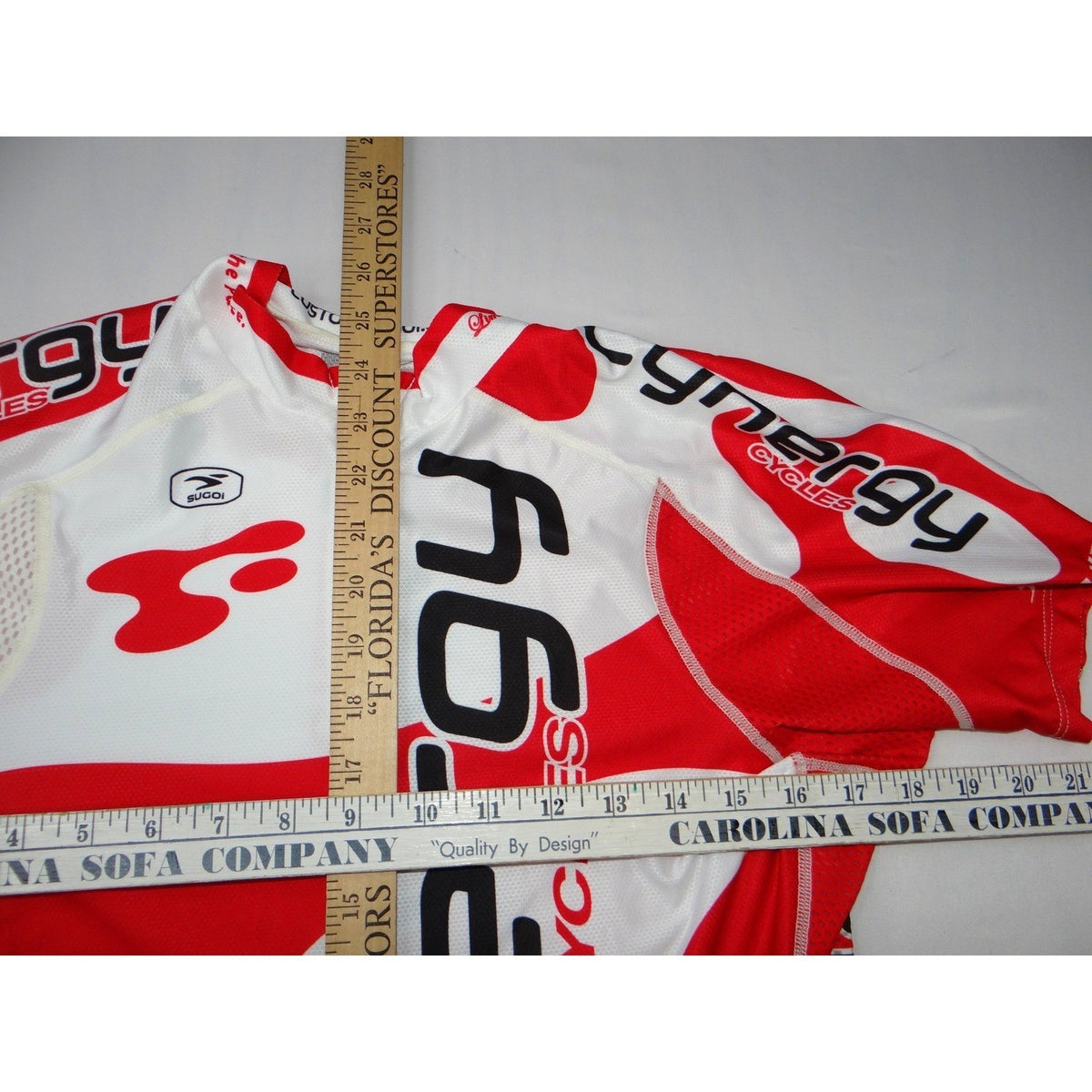 SUGOI Men's Cycling Jersey Short Sleeve Red White Cynergy Cycles Performance Fit3