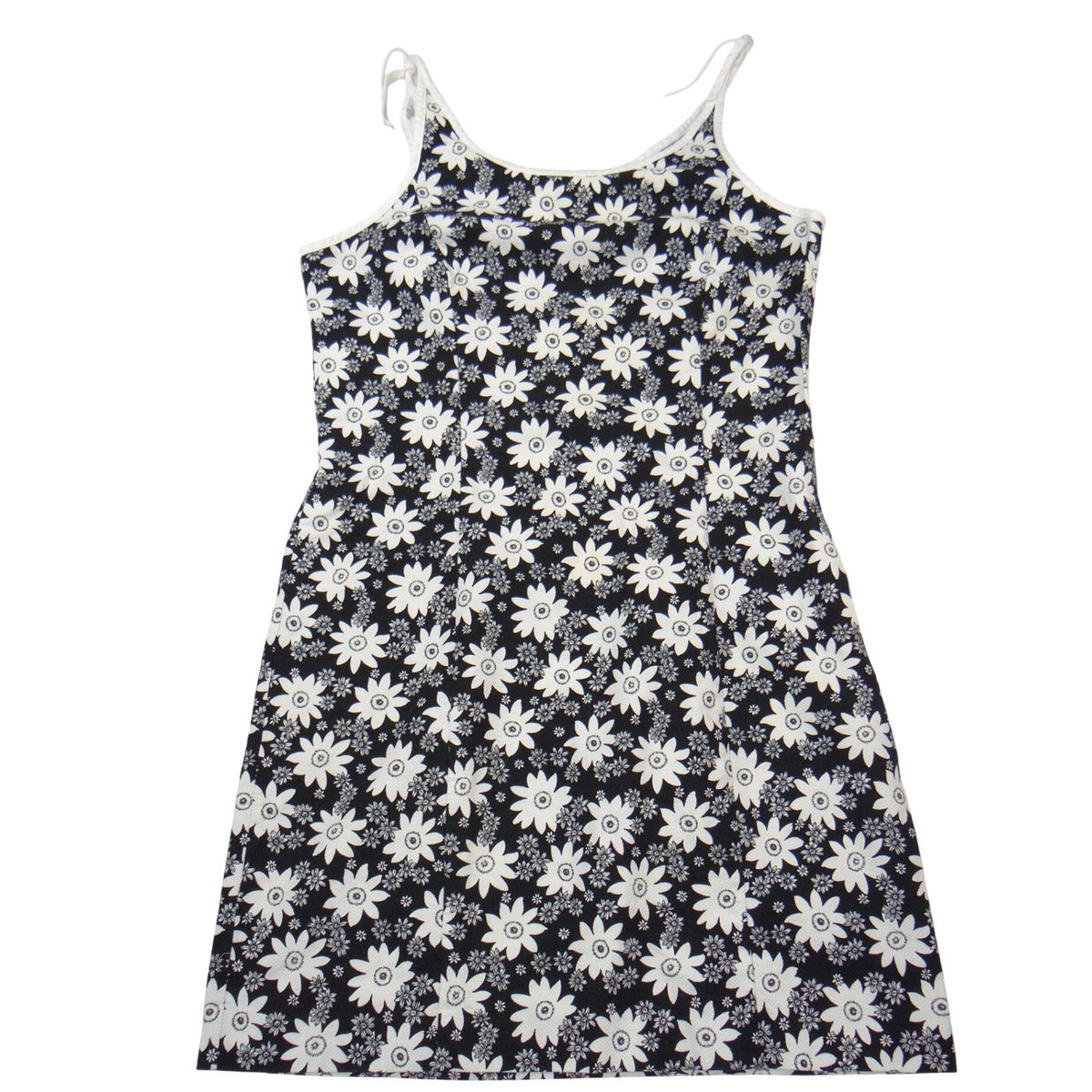 Ann Taylor Loft Womens 12P Black White Daisy Floral Canvas Sundress 2094