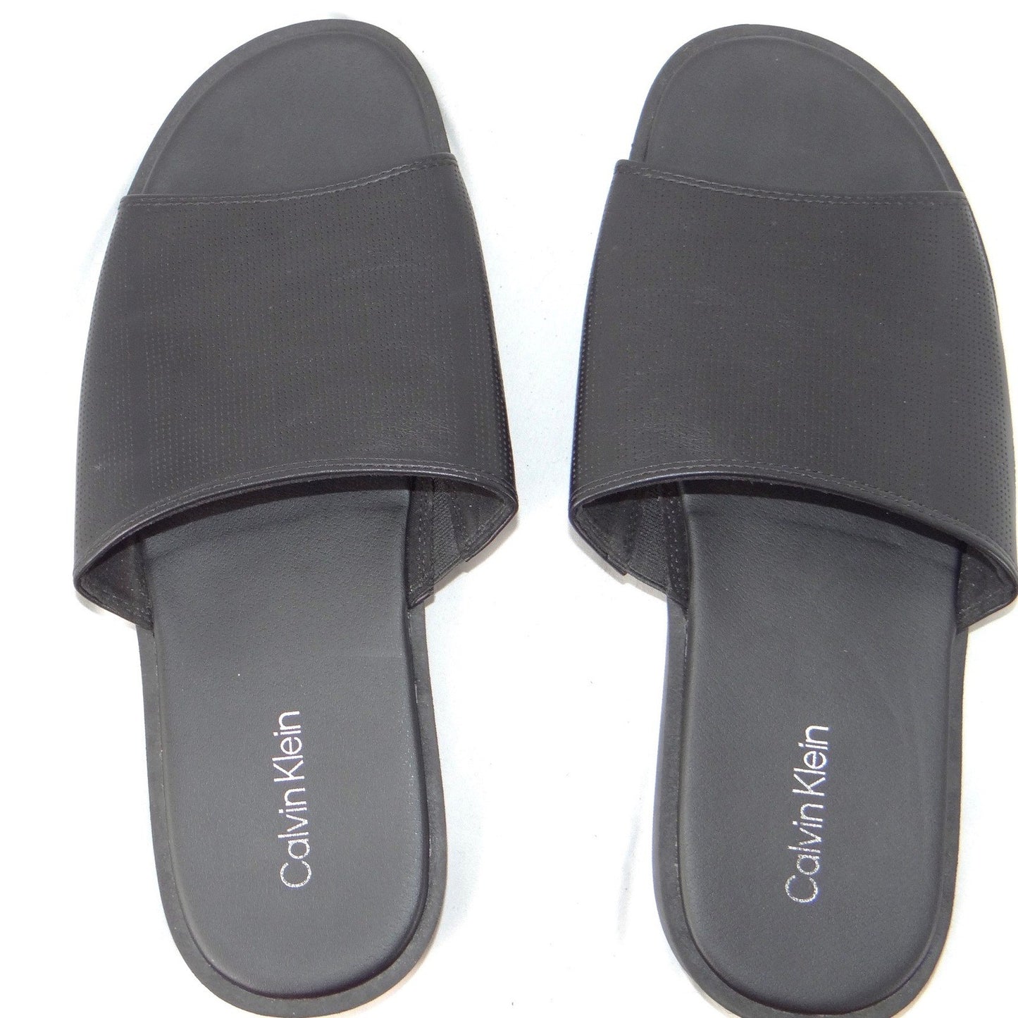 Calvin Klein Mens Black Micro Perforated Slide Sandals Size 12 US 46 EUR5