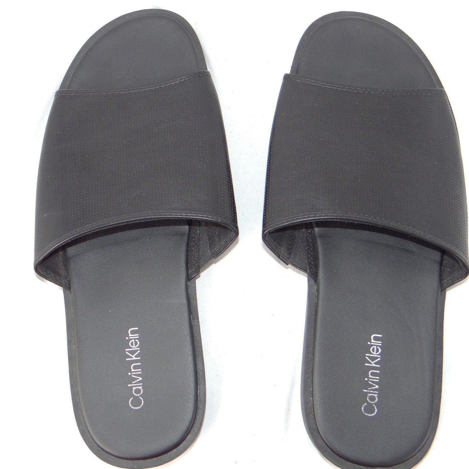 Calvin Klein Mens Black Micro Perforated Slide Sandals Size 12 US 46 EUR5