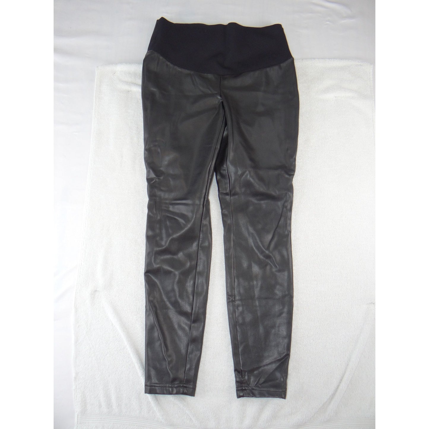 Stork & Babe Womens Maternity Faux Leather Leggings Black Skinny Size S/P 25980