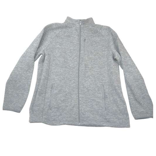 George Mens XL Gray Space Dye Full Zip Fleece Lined Jacket Mock Neck Outerwear0