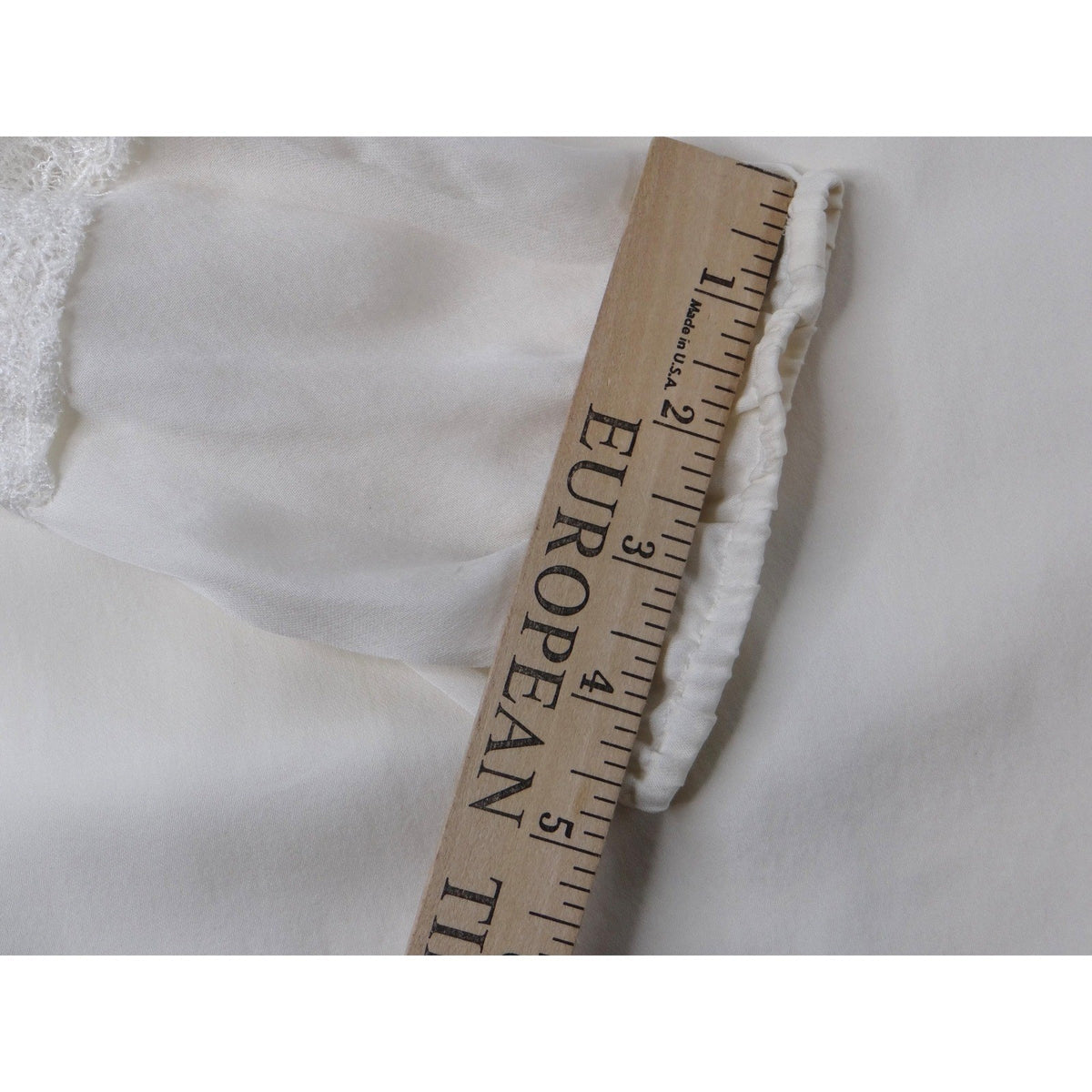 Vintage Cream Off White Lace Trimmed Sheer Blouse Women's Elegant Sheer Top12