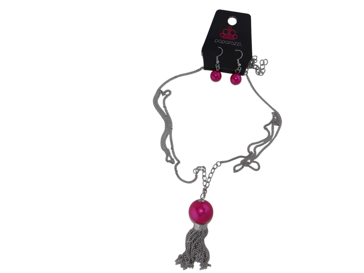 Paparazzi Belle of the Ball Pink Necklace and Earring Set0