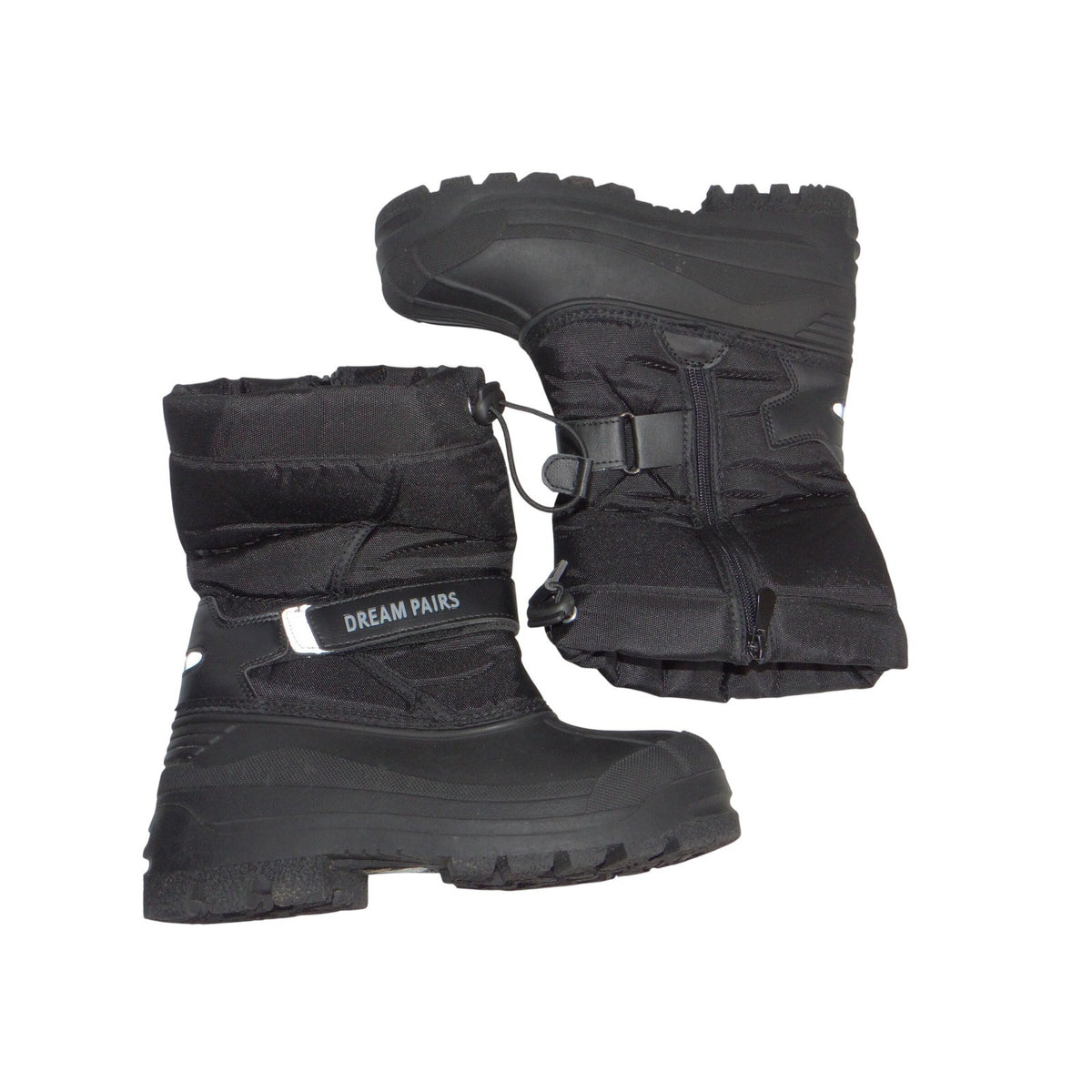 Dream Pairs Kids Black Insulated Waterproof Snow Boots Faux Fur Lined Size 30