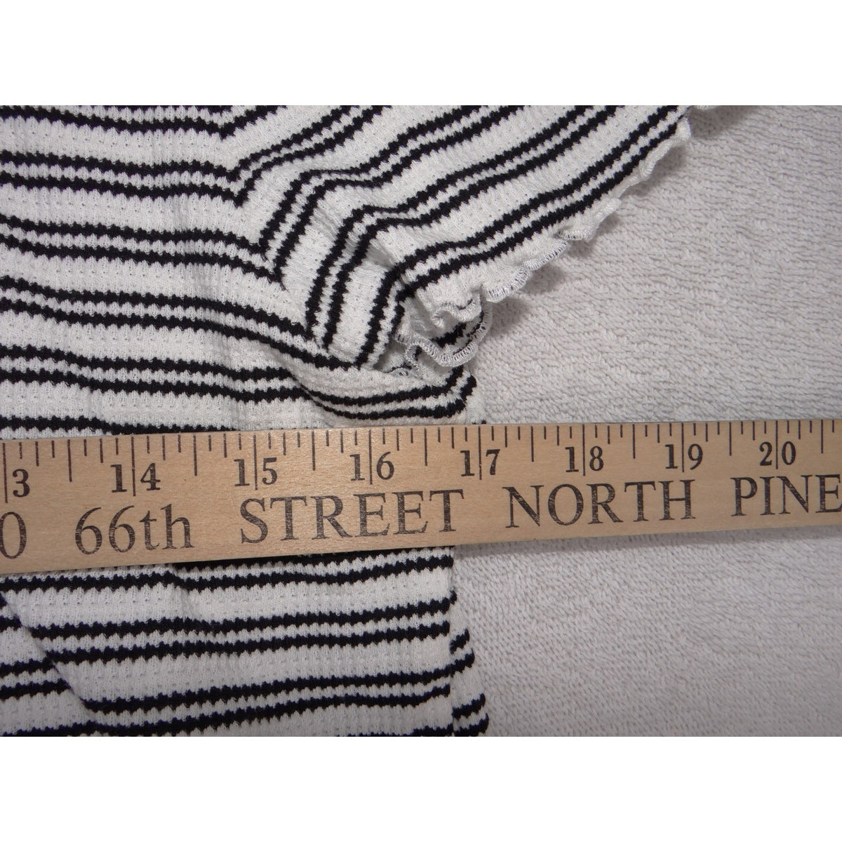 Design History Womens Black White Striped Cotton Lettuce Edge Knit Top Large3