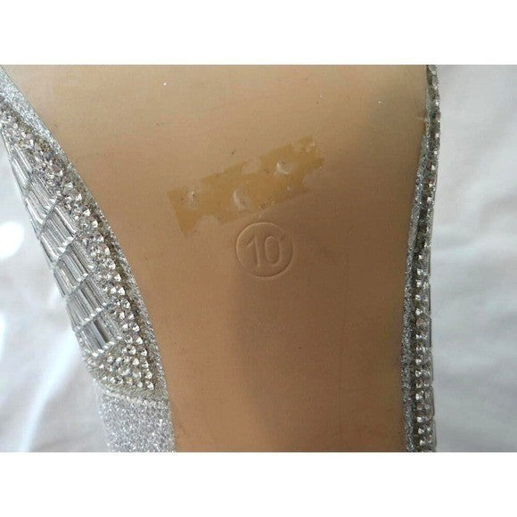 De Blossum Collection Stunning Unique Silver Mirror Mosaic High Heel Pumps Sz 106