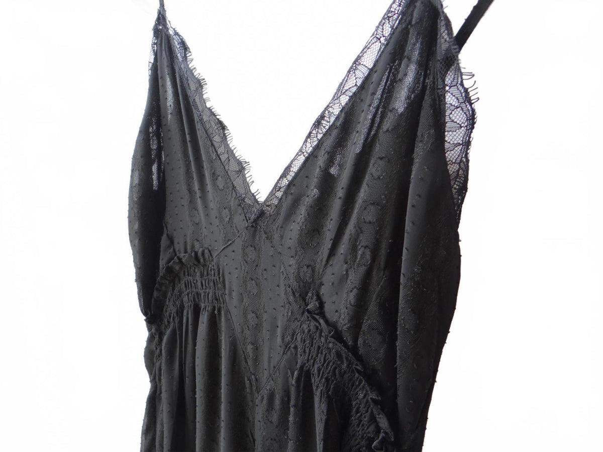 Elegant Black Lace Trimmed Jumpsuit   size 44