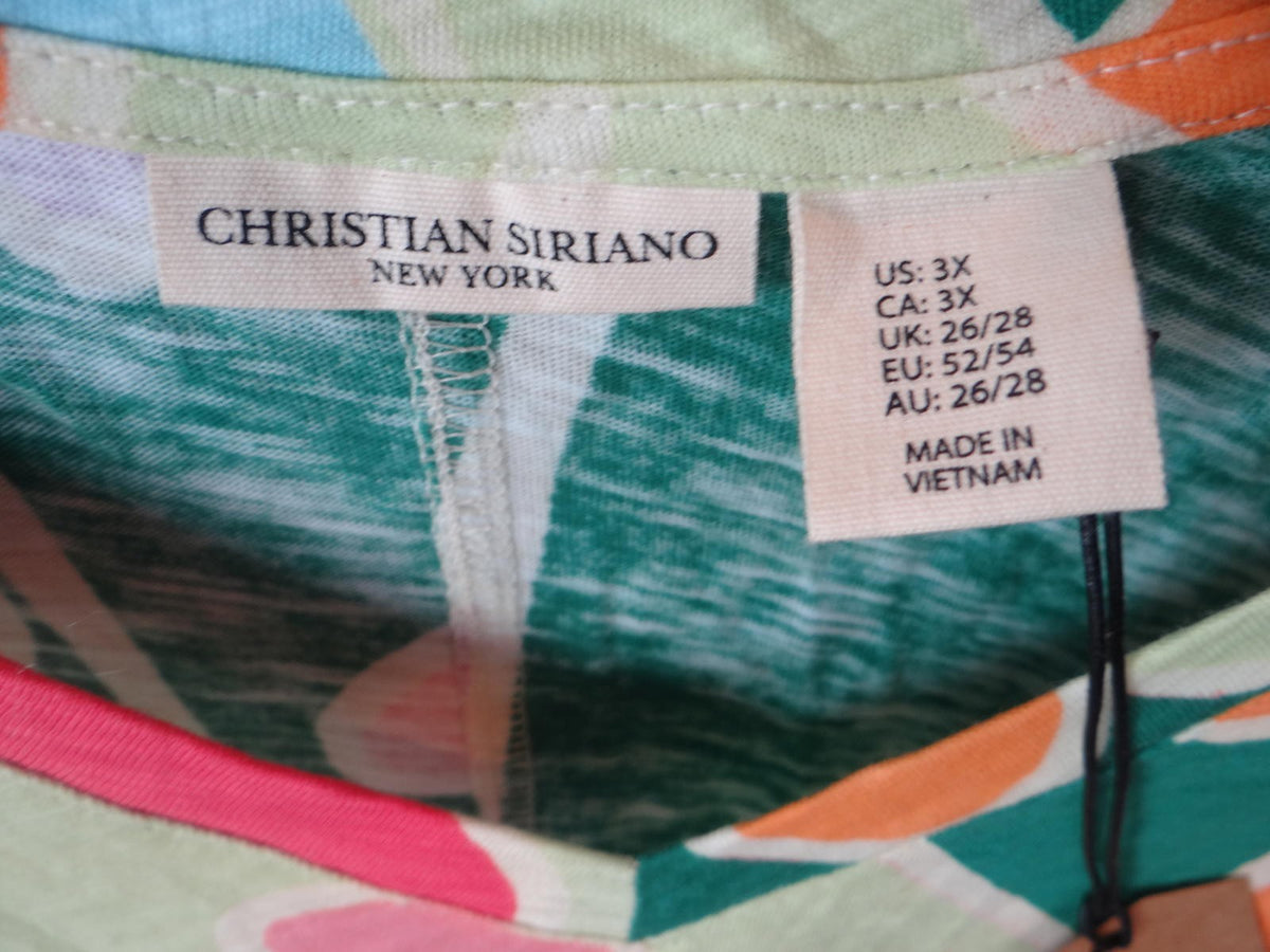 Christian Siriano Women's Plus Size Abstract Print Short Sleeve Top 3X NWOT1