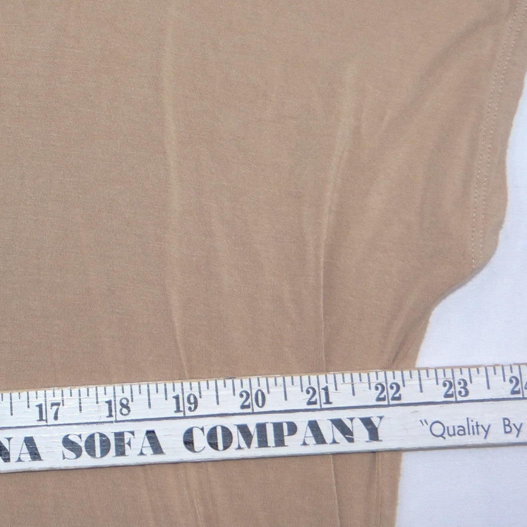 Express Womens Tan V-Neck Short Sleeve Relaxed Fit High-Low Hem Tee Size M