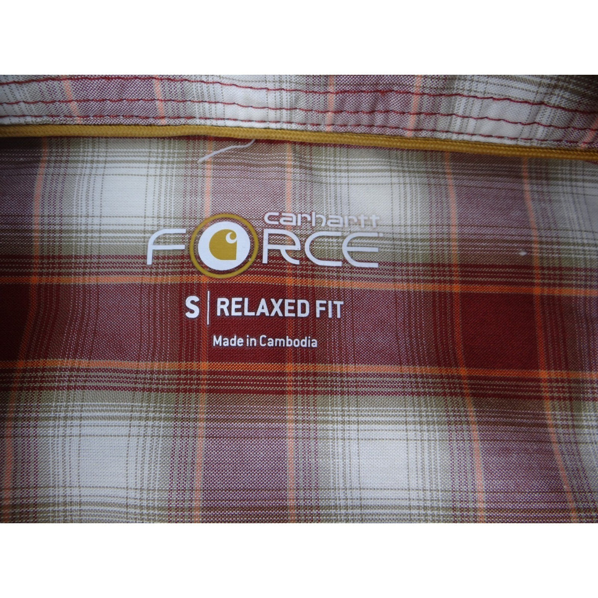 Carhartt Force Relaxed Fit Plaid Short Sleeve Button Up Shirt Men's Size S