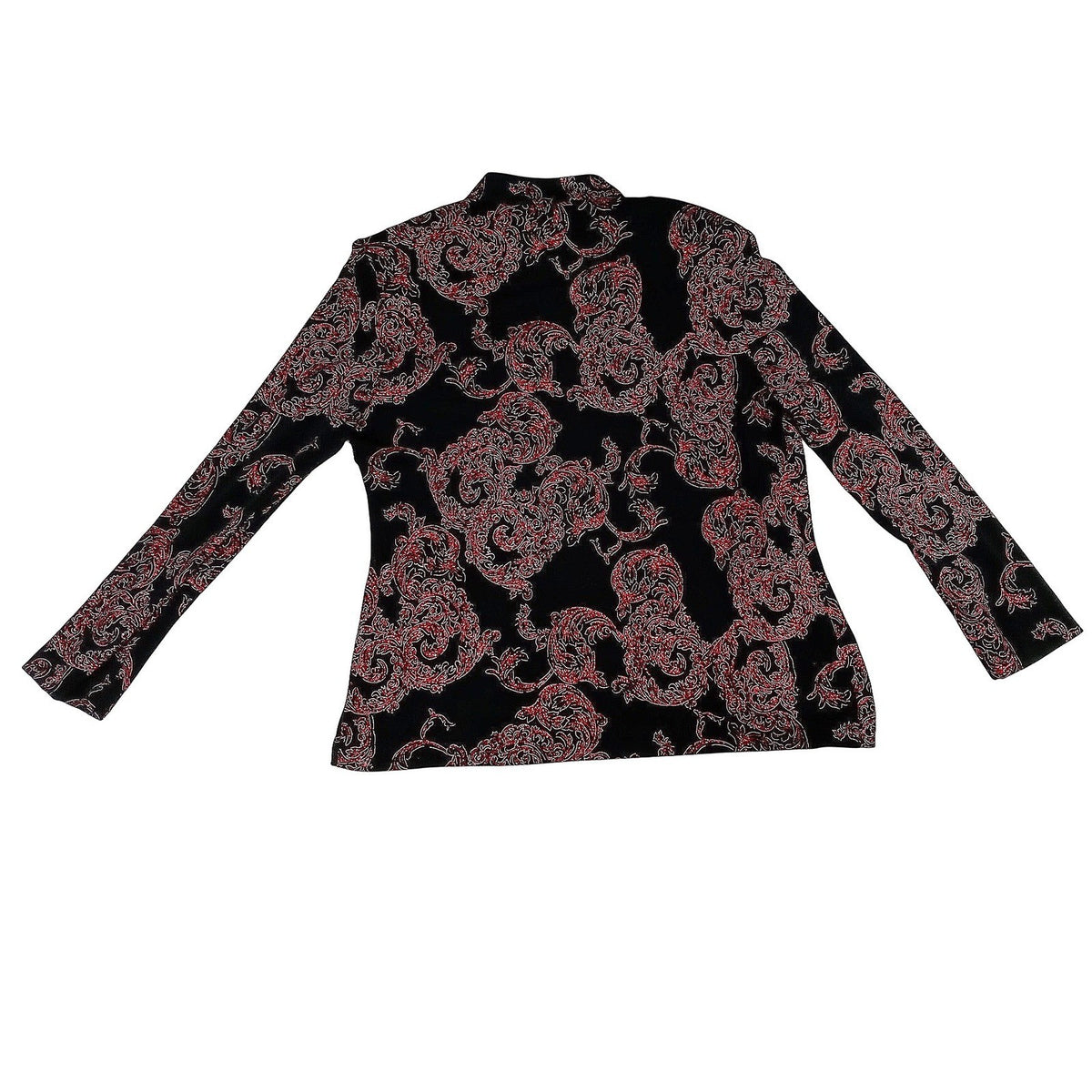 Vintage ALEX EVENINGS Black Red Paisley Sparkle Glitter Blazer Jacket Women Sz L2